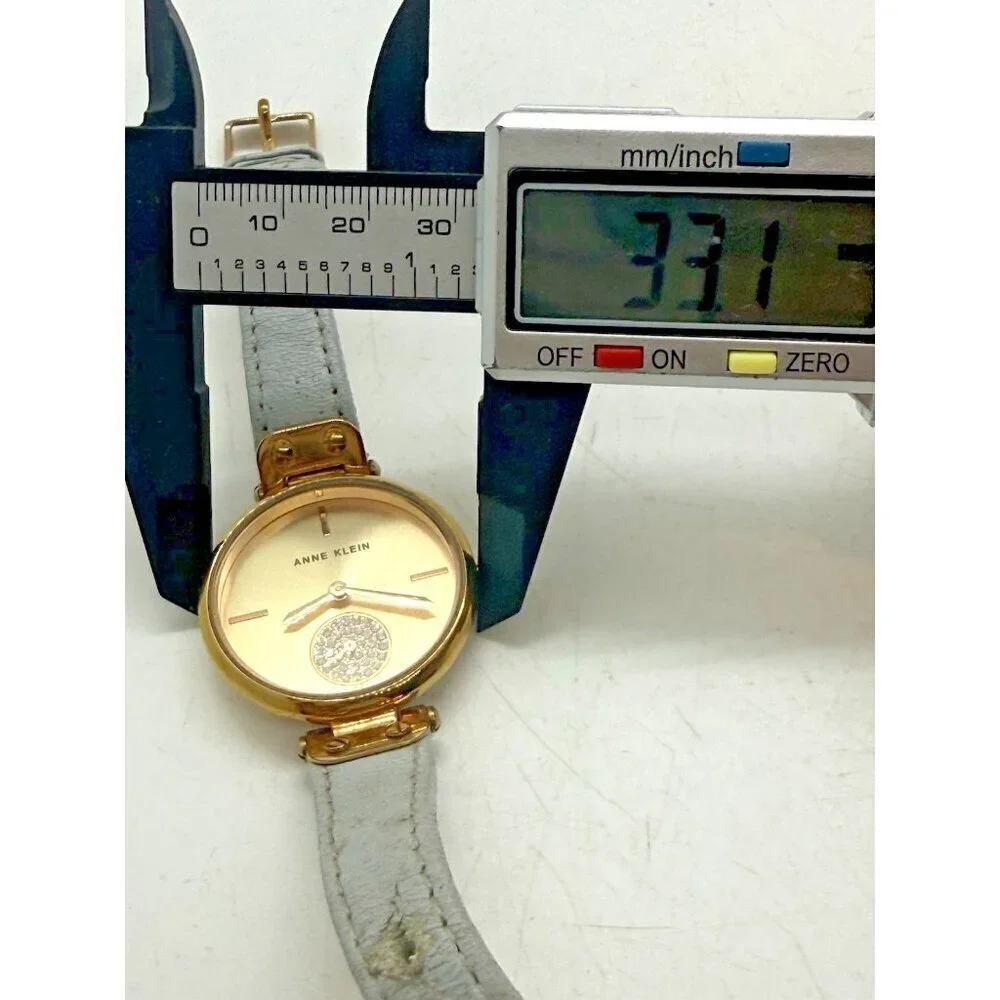 Anne Klein Rose Gold Women's Watch Rhinestone Accents AK/3380 Gray Leather Band